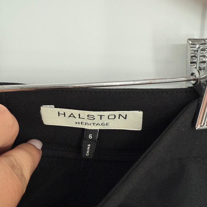 Halston Heritage Black Ponte Knit Tuxedo Ankle Zip Pants - Size 6