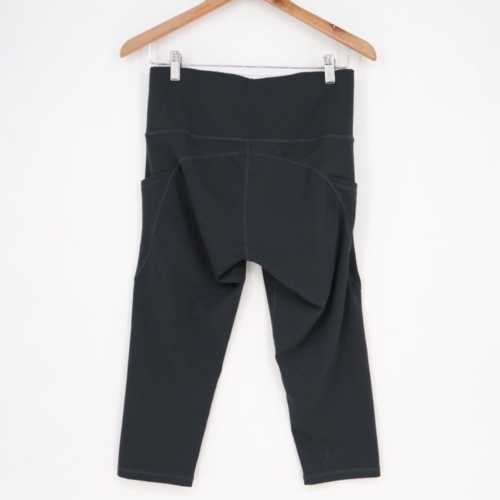 Capri Leggings Womens 28 Black Stretch Pockets Elastic High Waist Activewear