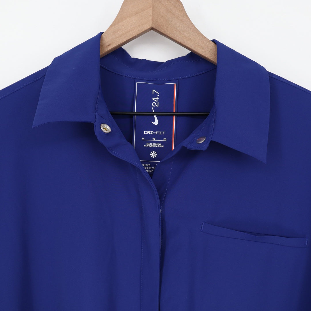 Nike 24.7 Dri-FIT Womens XL Training Shirt Blue Button Down