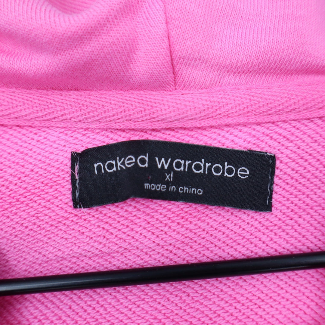 Naked Wardrobe Pink Cropped Elastic Hem Hoodie Sweatshirt XL