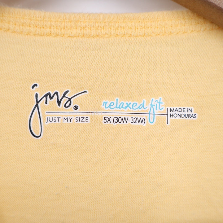 Just My Size Womens 5X Yellow Relaxed Fit Short Sleeve Scoop Neck T-Shirt
