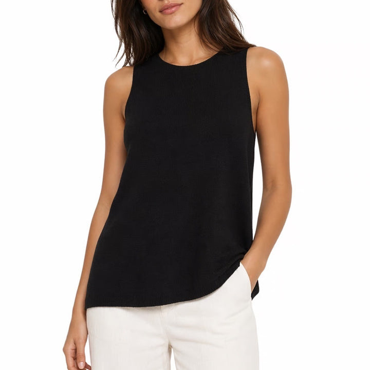 Old Navy Sweater Tank Womens XL Black Rib Knit Relaxed fit Sleeveless Crew Neck