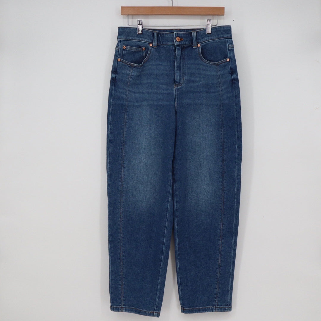 Talbots Relaxed Barrel Jeans Blue Medium Wash High Rise Tapered Size 8 VN5214