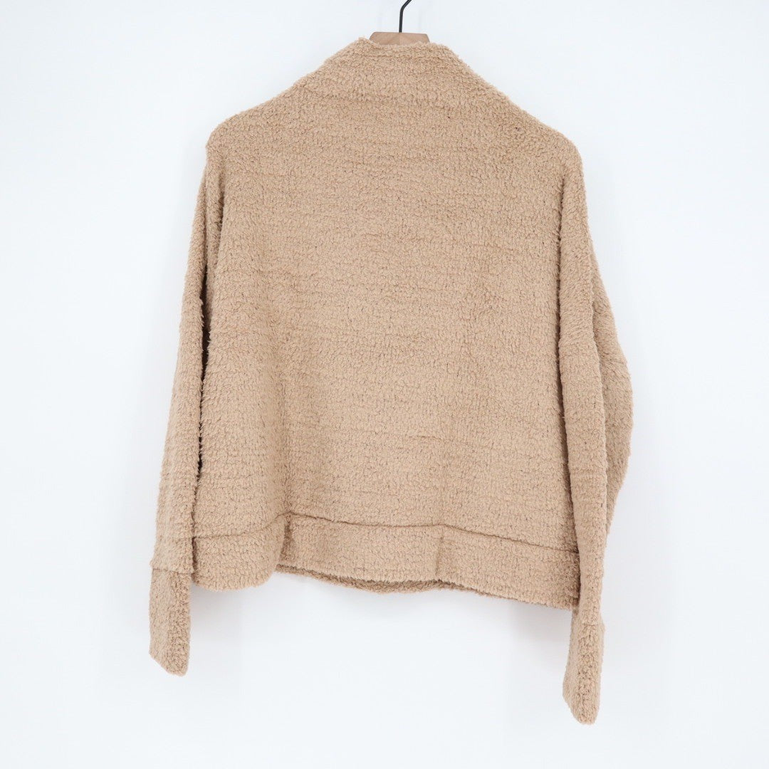 New In Fuzzy Fleece Mock Neck Long Sleeve Casual Pullover Top Size M