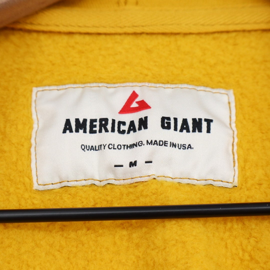 American Giant Hoodie Womens Medium Yellow Full Zip Cotton Logo Fleece Lined Rib