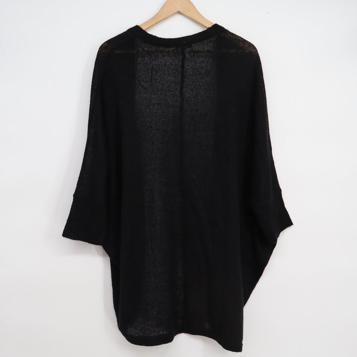 Venus Black Open Front Batwing Cardigan Sweater Small Lightweight Knit