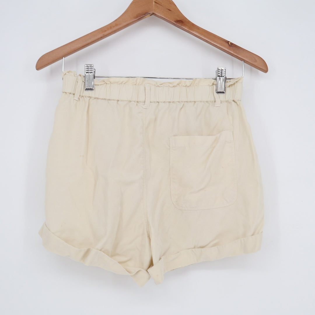 Aerie Cream Lyocell Paperbag Utility Shorts Beige High Waist Cuffed Small S/P