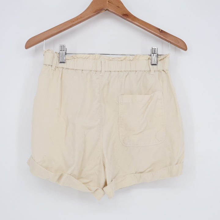 Aerie Cream Lyocell Paperbag Utility Shorts Beige High Waist Cuffed Small S/P