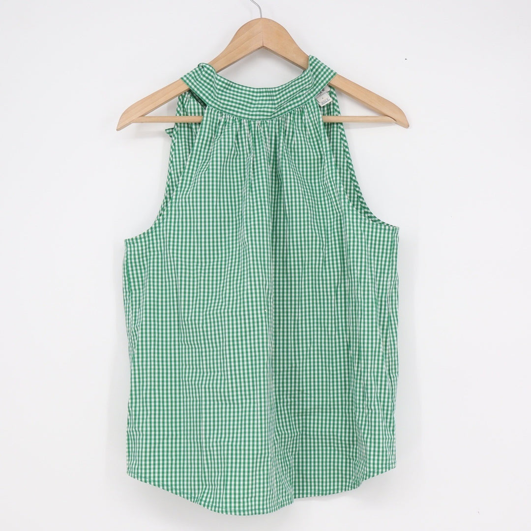 J.Crew Green Gingham Halter Top Tie Back Bow Sleeveless Blouse Size 2