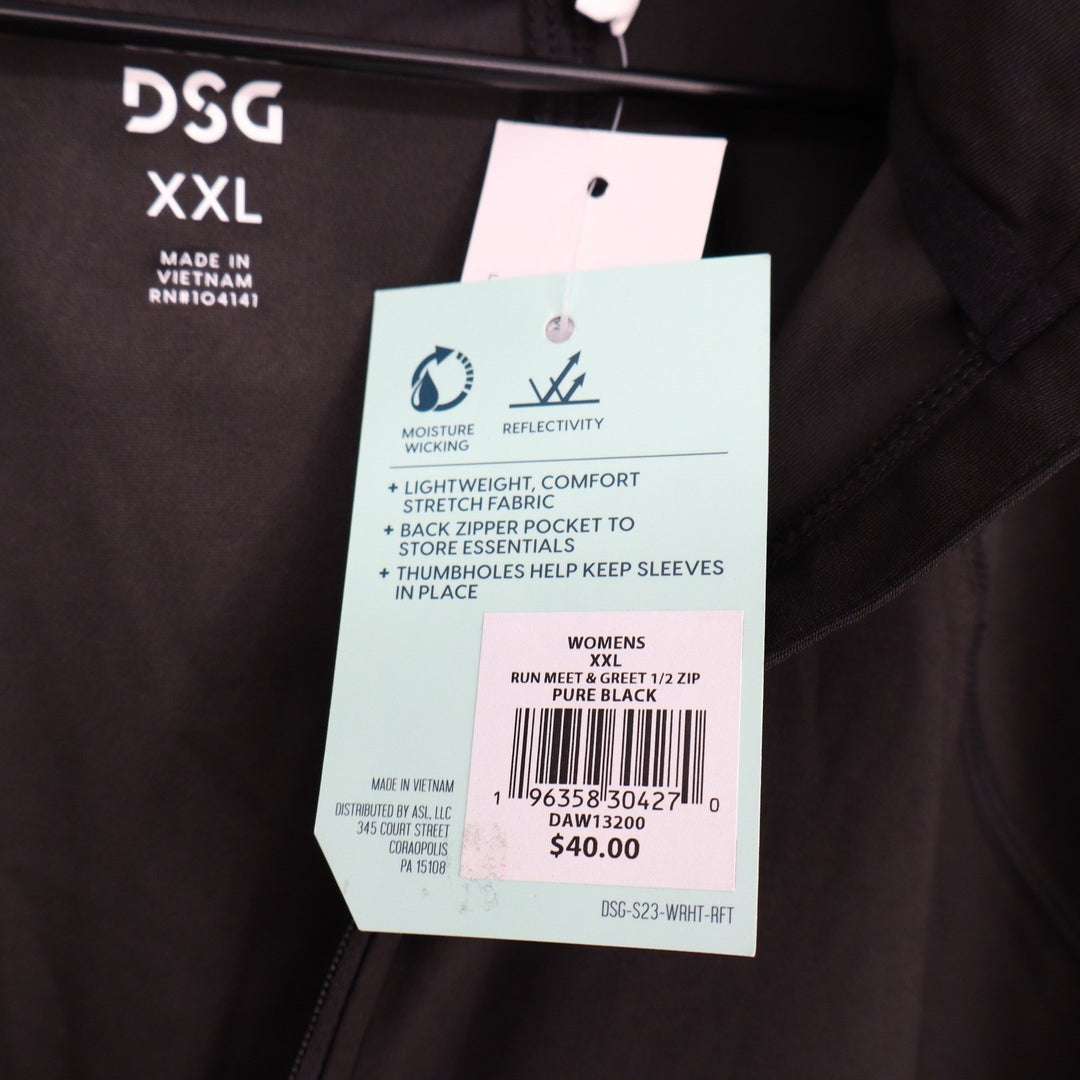 DSG Womens Run Meet & Greet 1/2 Zip Pure Black Pullover XXL