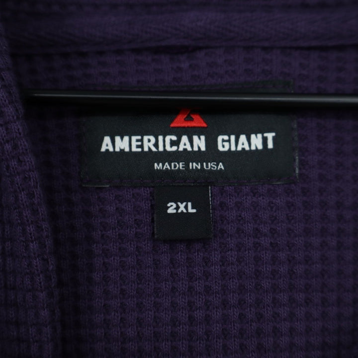 American Giant Summit Hoodie Mens 2XL Purple Cotton Waffle Knit Kangaroo Pocket