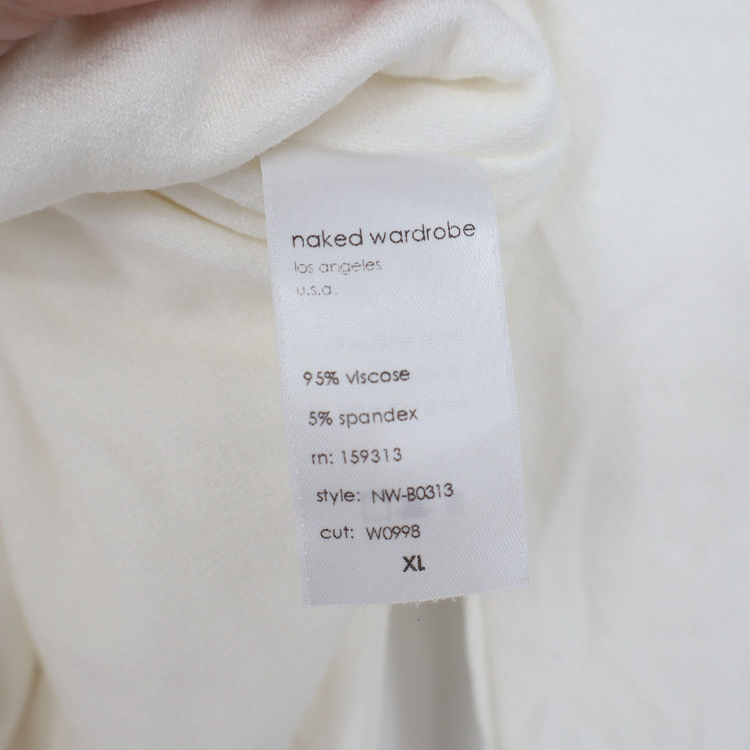 Naked Wardrobe Cream Turtleneck Long Sleeve Bodysuit XL Made in USA