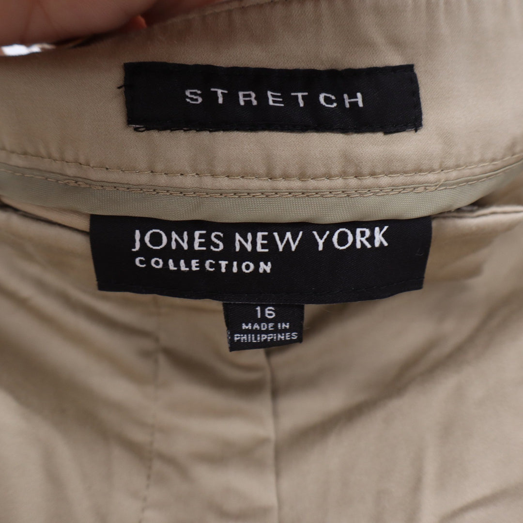 Jones New York Collection Tan Khaki Stretch Straight Leg Trousers Mens Size 16