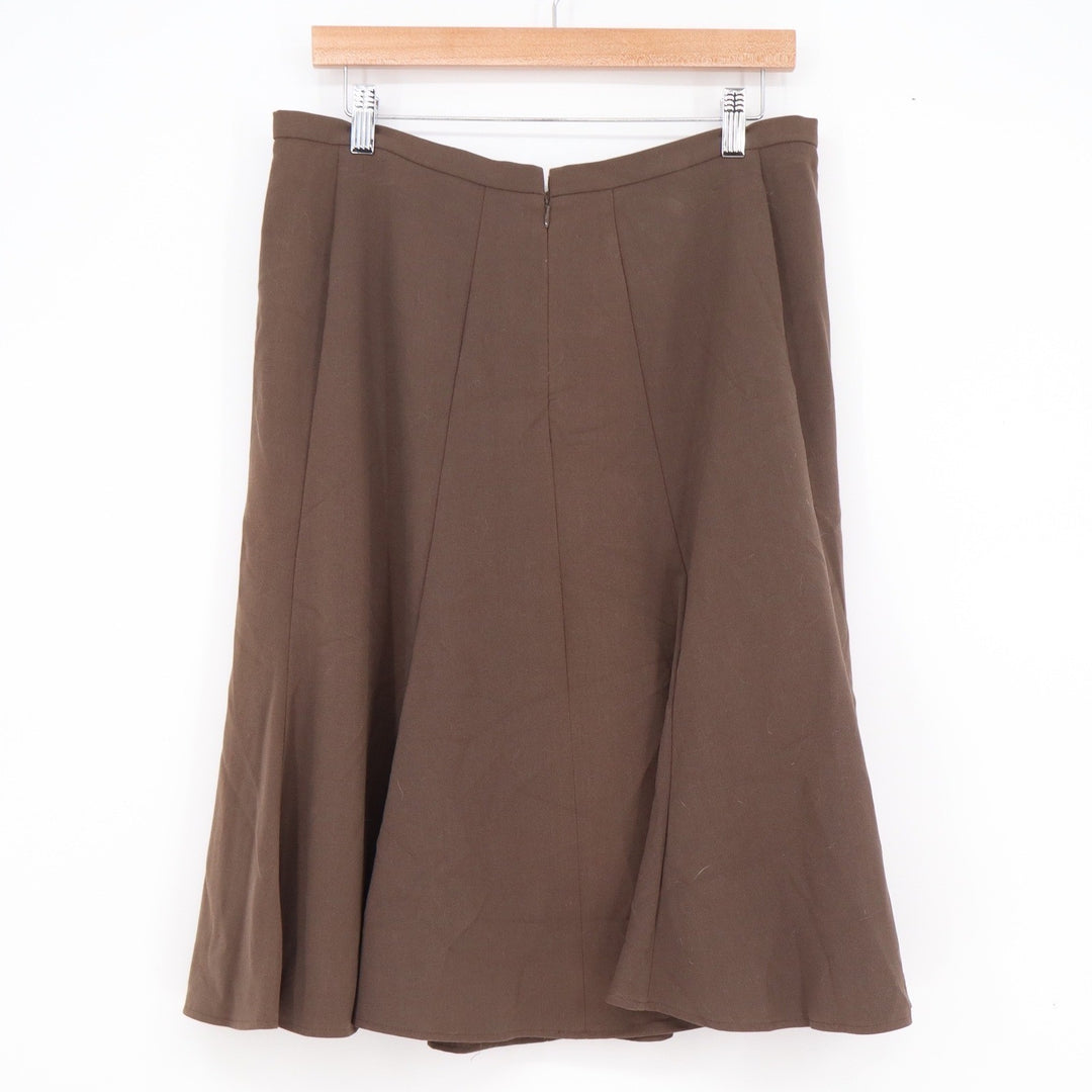 Apostrophe Brown Paneled Midi Skirt Womens Size 12 A-Line Career Business Casual