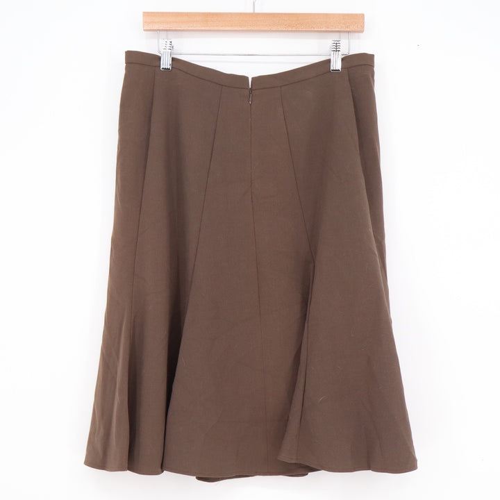 Apostrophe Brown Paneled Midi Skirt Womens Size 12 A-Line Career Business Casual