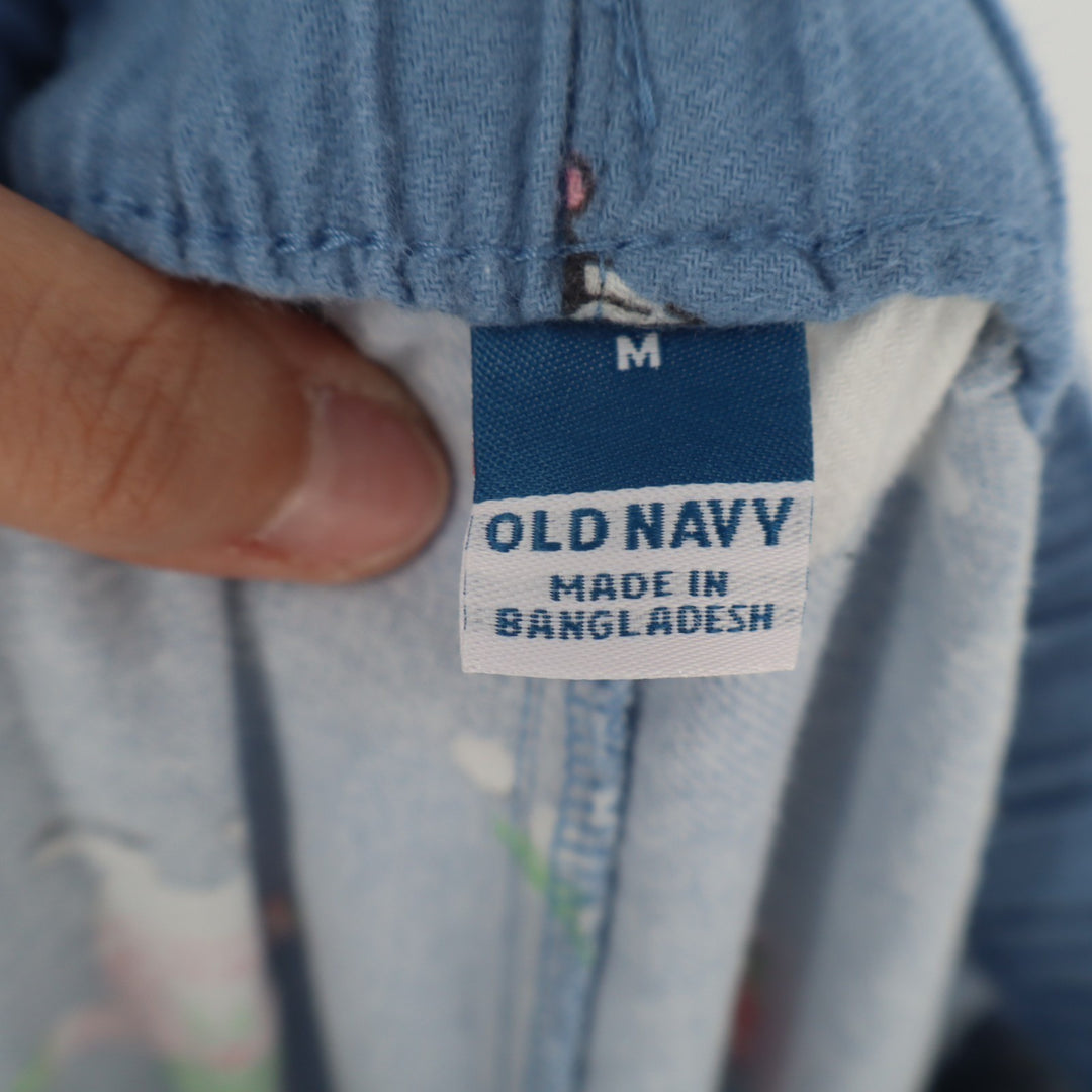 Old Navy Flannel Pajama Pants Womens Medium Blue Printed Cotton Slash Pockets