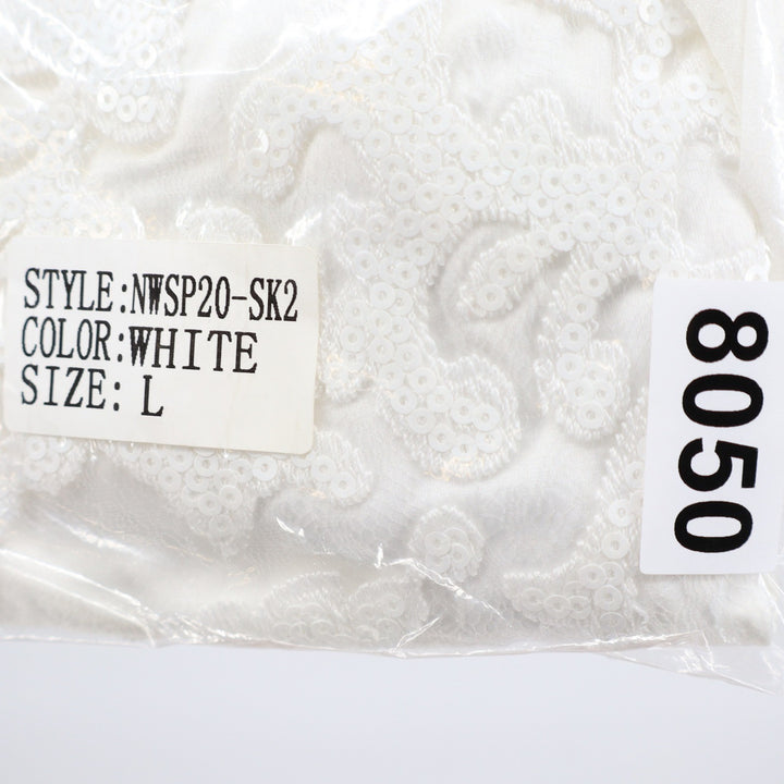 Naked Wardrobe White Sequin Floral Ruffle Mini Skirt L