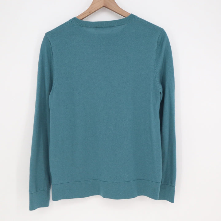 Katherine Barclay Teal Blue 100% Merino Wool Crewneck Sweater XL