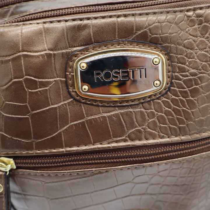 Rosetti Shoulder Bag Womens Medium Croc Embossed Bronze Faux Leather Excellent