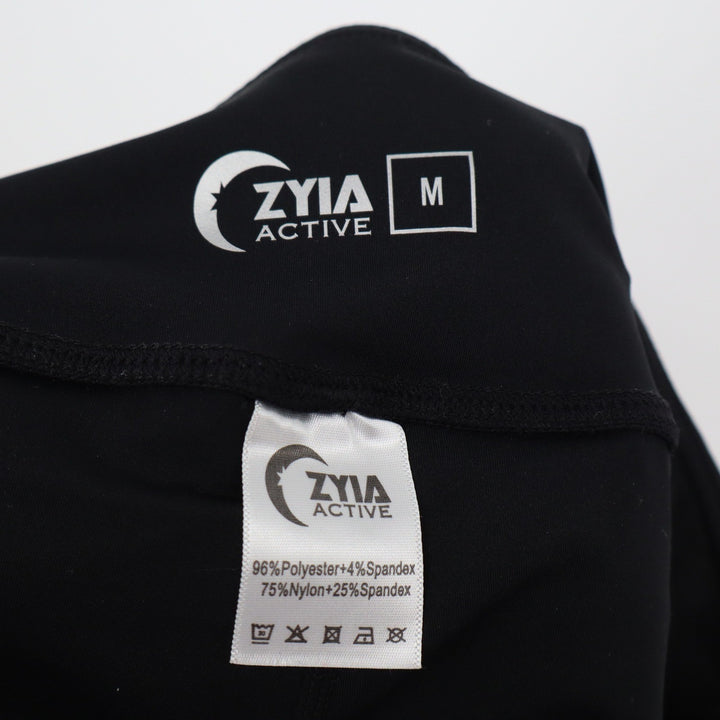 Zyia Active Running Shorts Womens Medium Black Athletic Curved Hem Excellent