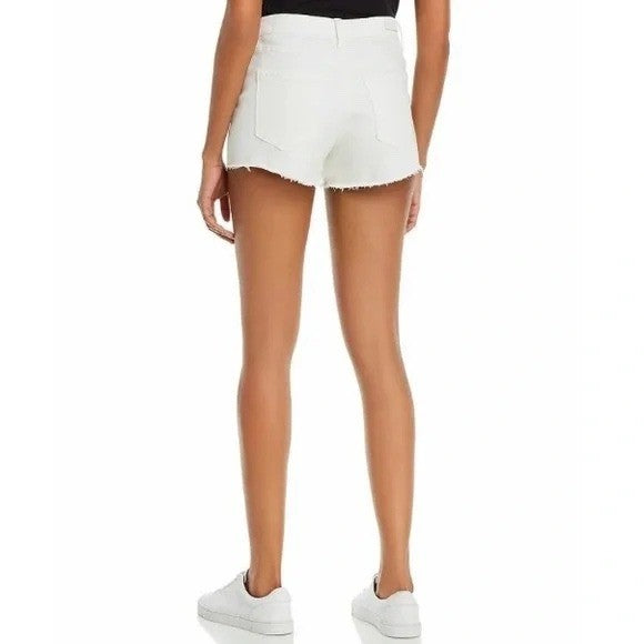BLANKNYC The Barrow High Rise Short White Denim Raw Hem Size 26