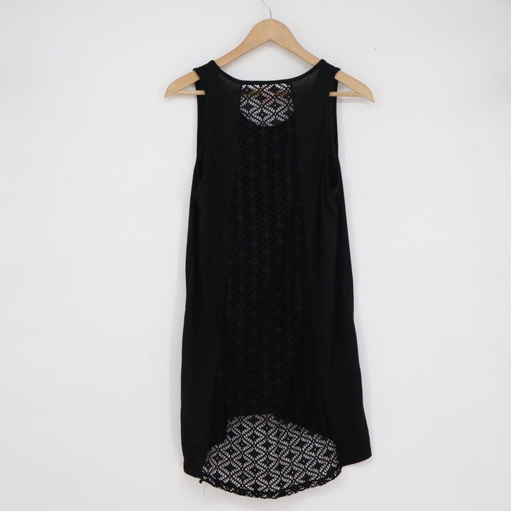 Xhilaration Black Crochet Lace Back High Low Sleeveless Tank Top Large
