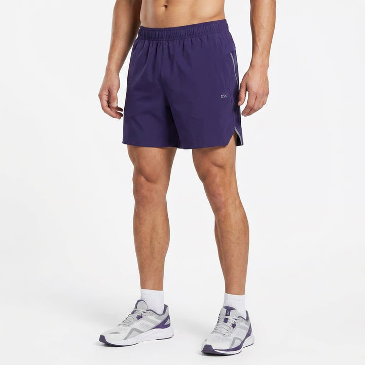 DSG Mens Purple Performance Running Shorts L Liner Reflective Training 5 Inseam