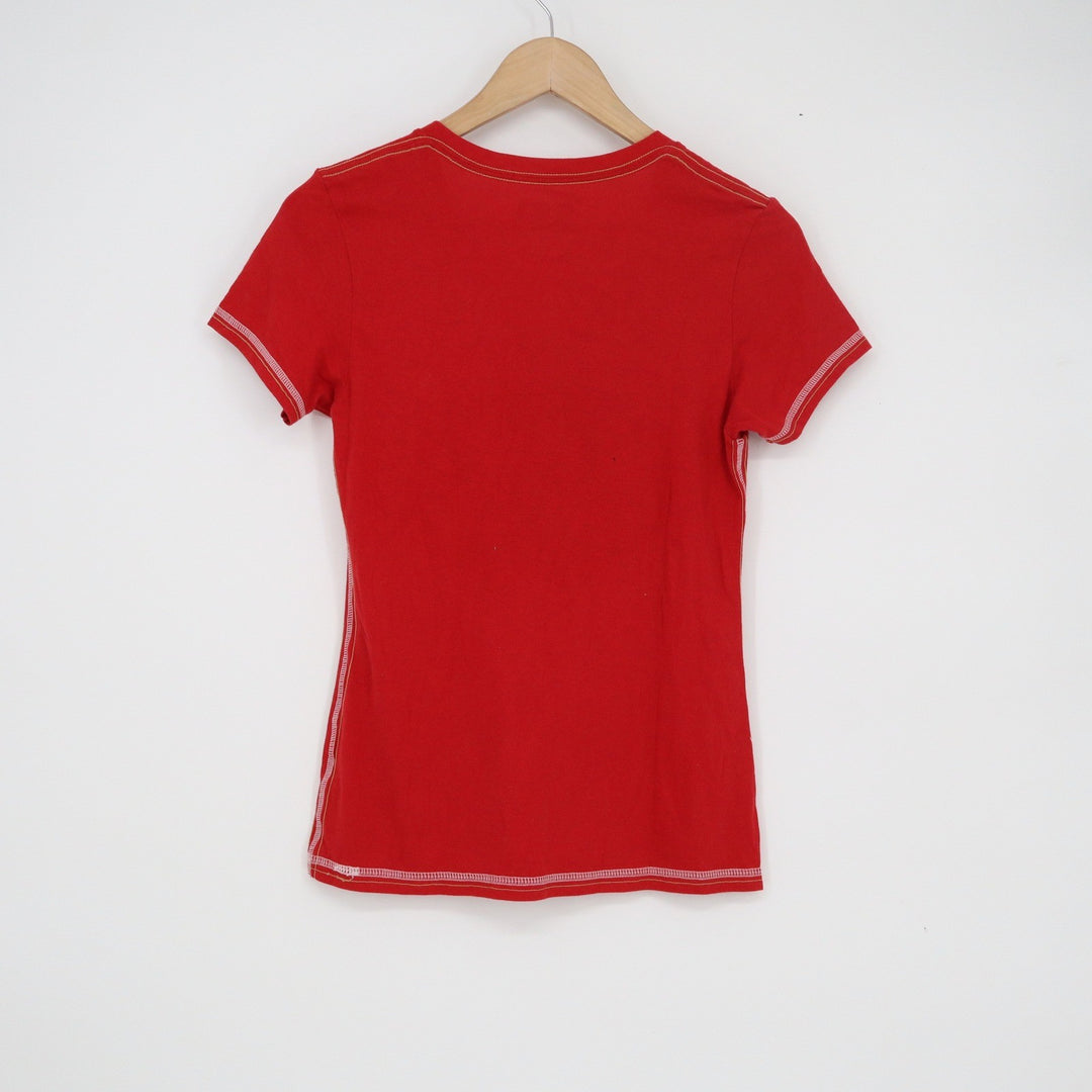 NFL Team Apparel San Francisco 49ers Womens Red V-Neck Graphic T-Shirt Small