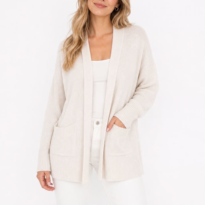 Sonoma Goods For Life Cardigan Sweater Womens M White Knit Open Front Pockets