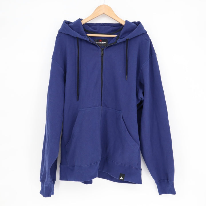 American Giant Classic Hoodie Men XL Blue Full Zip Cotton Fleece Long Sleeve