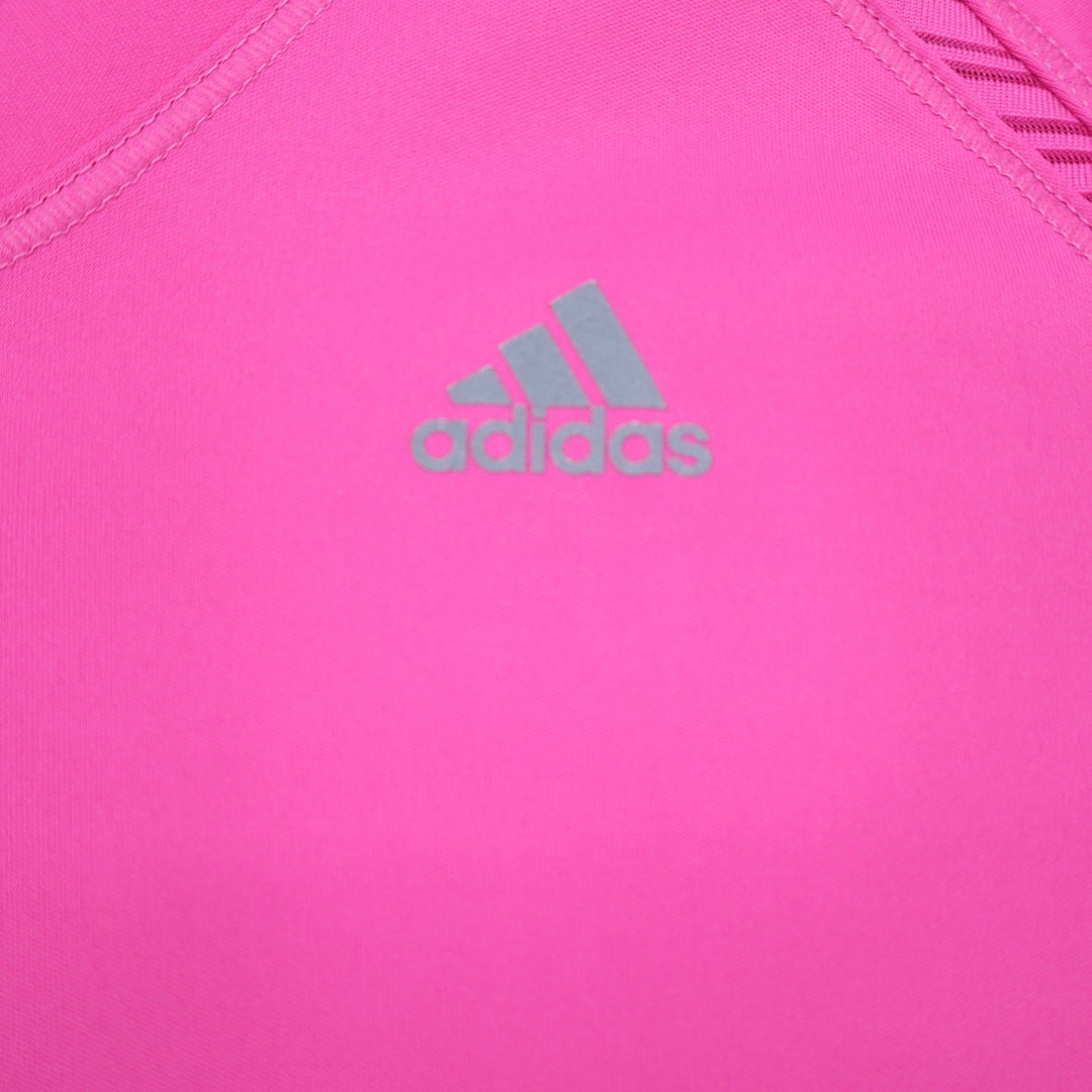Adidas Shirt Womens XS ClimaCool V-Neck Pink Long Sleeve Mesh Back Excellent