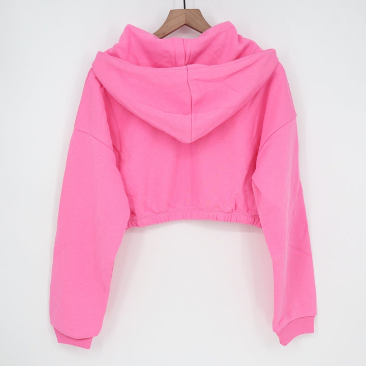 Naked Wardrobe Pink Cropped Elastic Hem Hoodie Sweatshirt XL