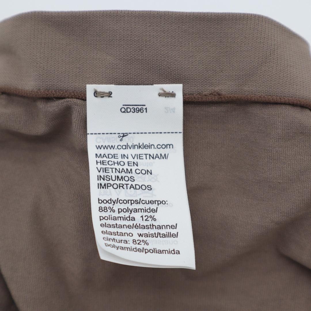 Calvin Klein Bonded Flex Boyshort Panties Womens L Brown Stretch Embossed Logo