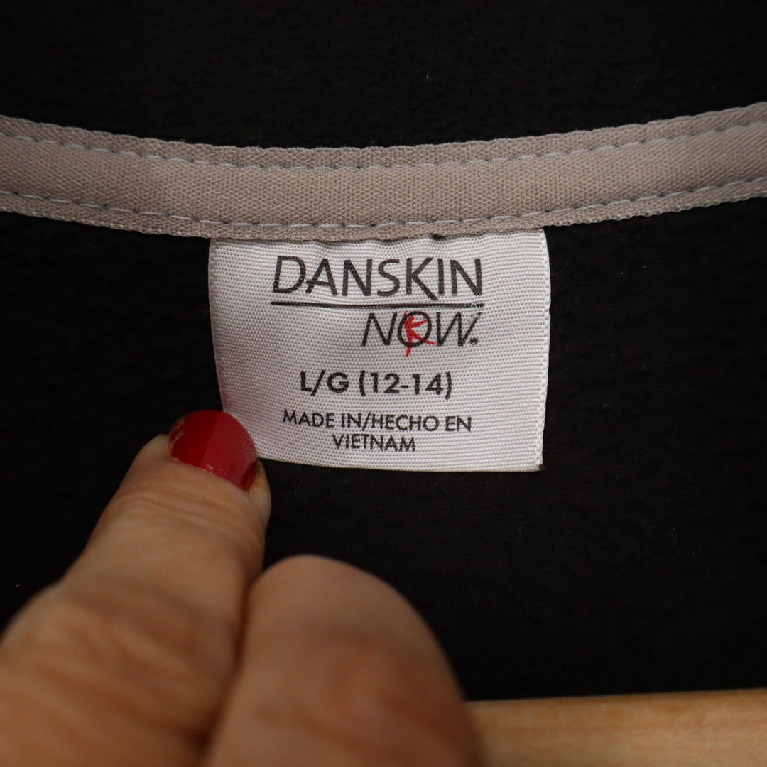 Danskin Now Womens Black Full Zip Fleece Jacket Mock Neck L 12-14