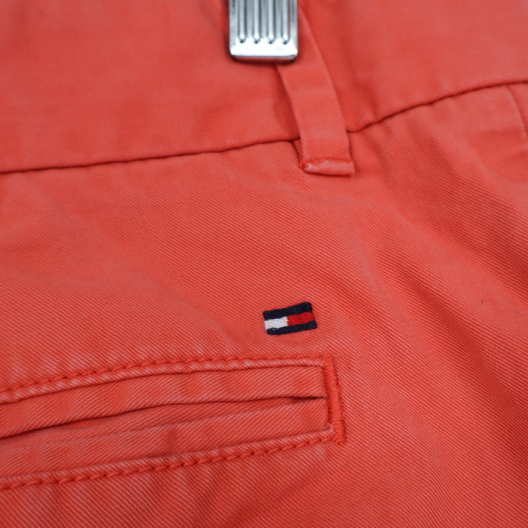 Tommy Hilfiger Mens Custom Fit Chino Shorts Coral Orange Cotton Size 34