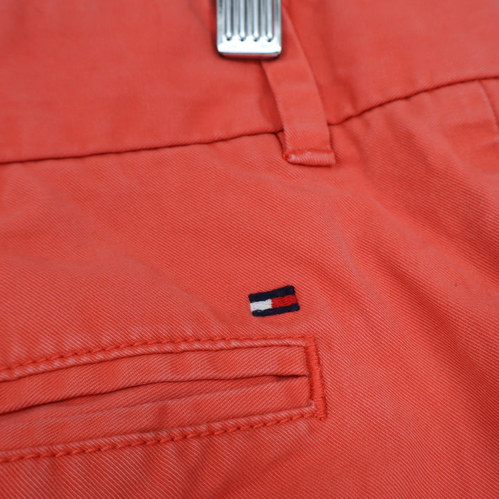 Tommy Hilfiger Mens Custom Fit Chino Shorts Coral Orange Cotton Size 34