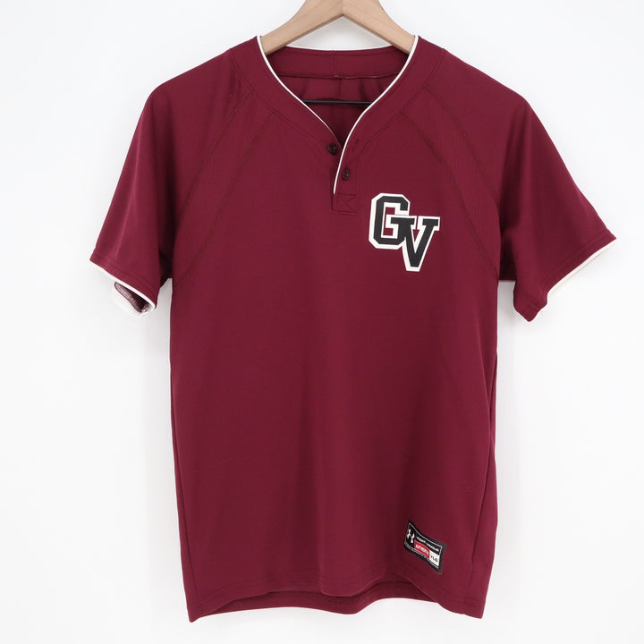 Under Armour Youth Large Maroon GV Baseball Jersey Henley Short Sleeve