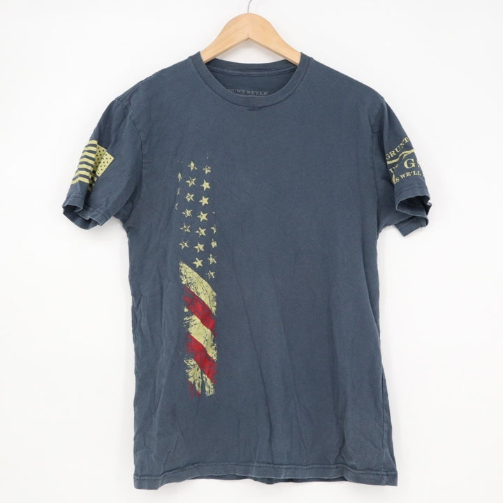 Grunt Style Whiskey Helps T-Shirt Mens M Midnight Navy Crew Neck Short Sleeve