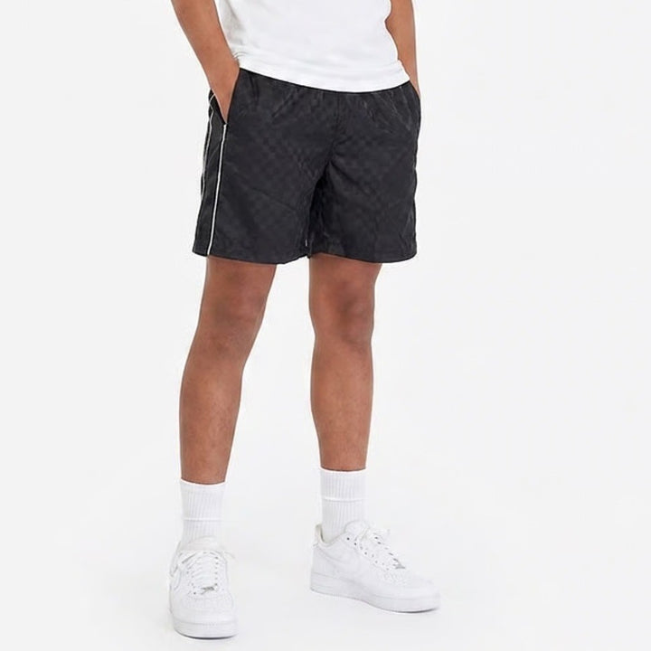 DSG Boys Black Checkerboard Woven Soccer Shorts Size L 14-16 New