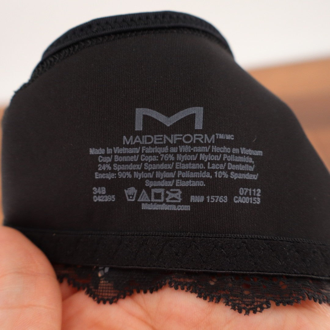 Maidenform One Fab Fit Everyday Bra Womens 34B Black Full Coverage Racerback