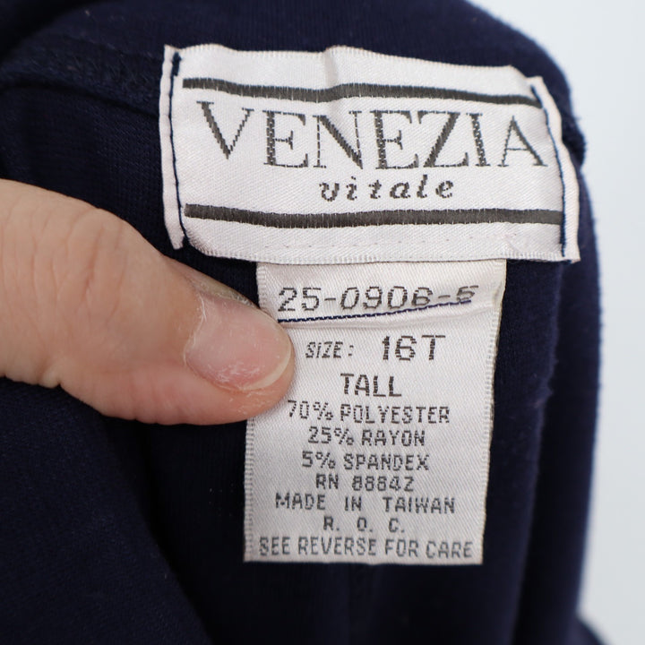 Vintage Venezia Vitale Ankle Pants Womens 16 Tall Navy Blue Straight Leg Stretch