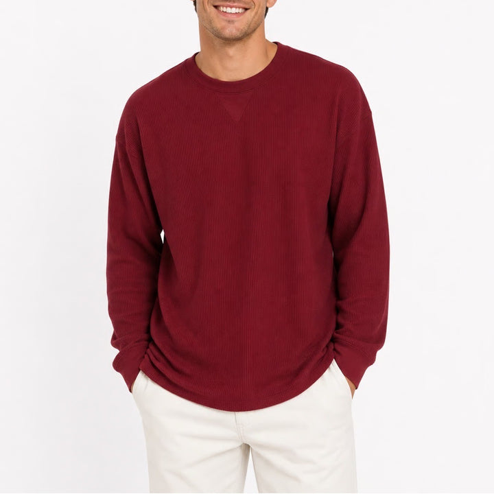 Preswick & Moore Mens Thermal Sleep Shirt Garnet Red Waffle Knit L New