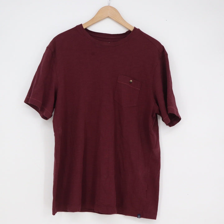 Eventide Mens Large Burgundy Cotton Short Sleeve Button Pocket T-Shirt Peru