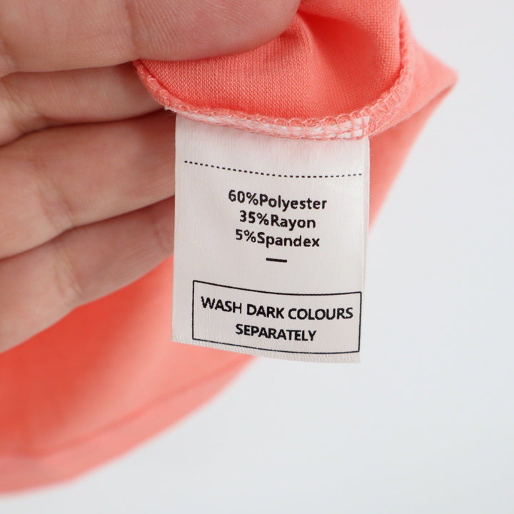 XIEERDUO Coral V Neck Cuffed Sleeve T Shirt Size S Polyester Rayon Blend