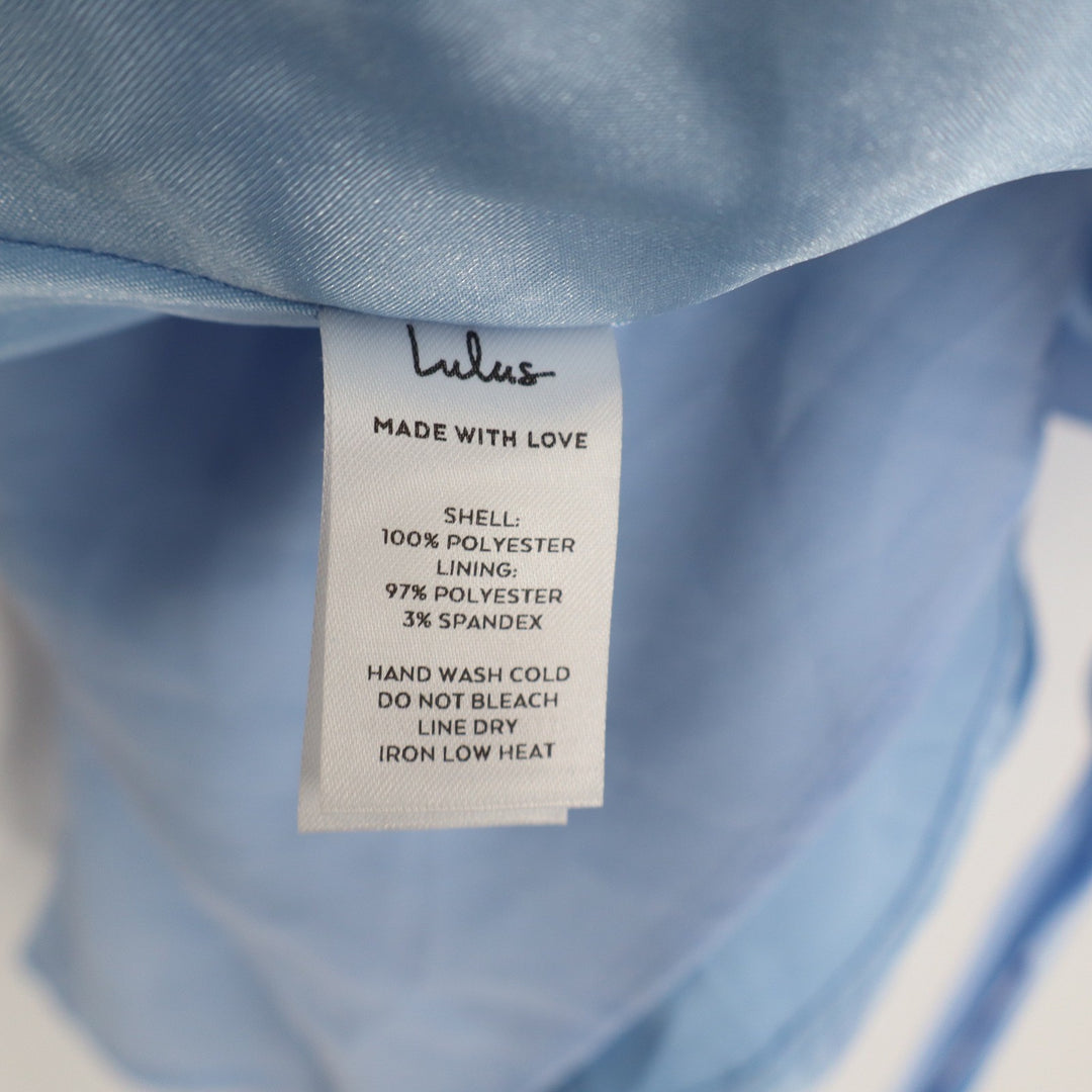 Lulus Light Blue Chiffon Square Neck Maxi Dress Sleeveless Side Slit Size L