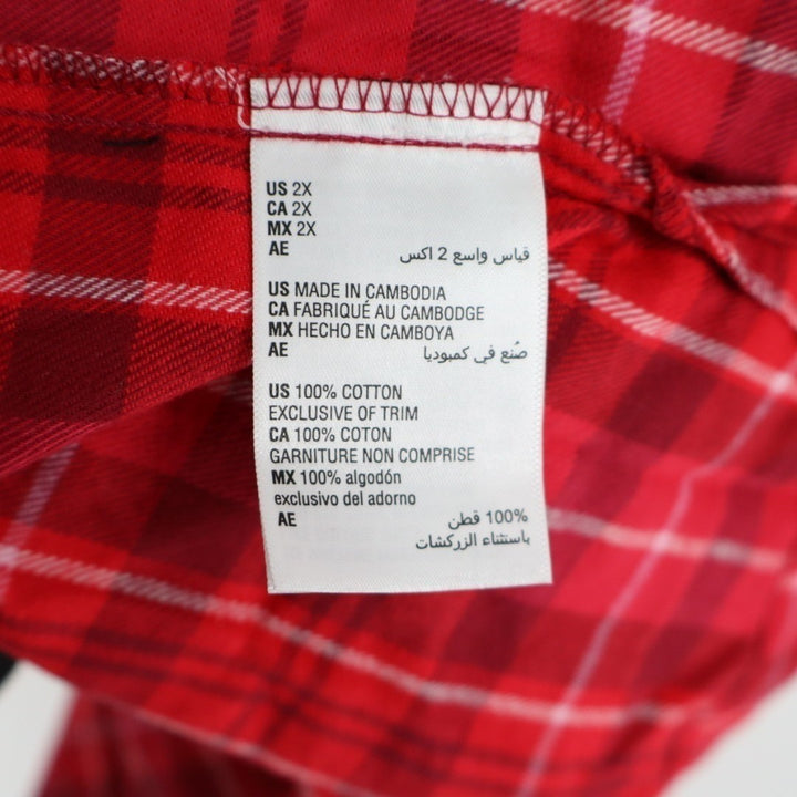 Charter Club Flannel 2-PC Pajamas Set Womens 2X Red Plaid Cotton Lapel Collar