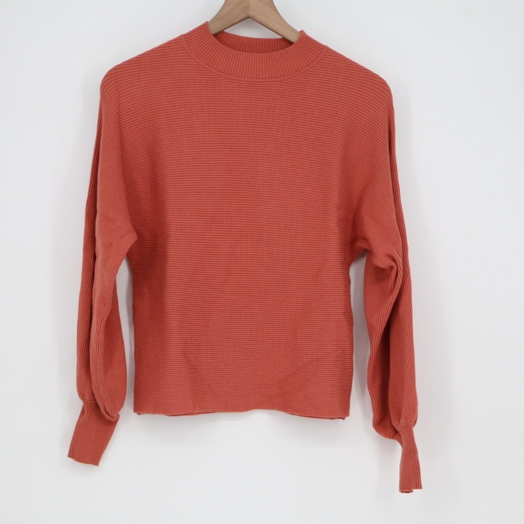 Gilli Sweater Womens Medium Rust Knit Ribbed Mock Neck Long Sleeve Winter Wear