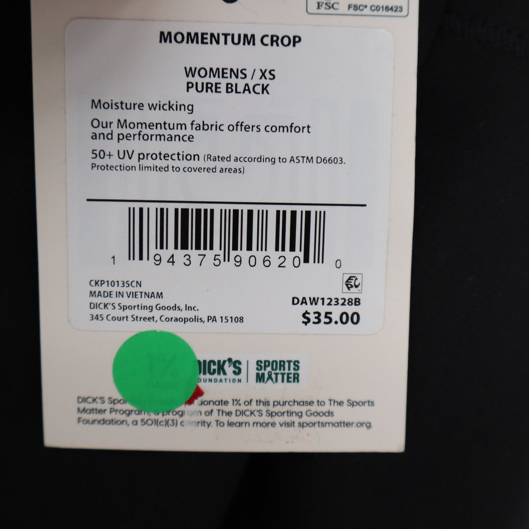 DSG Womens Momentum Crop Leggings Pure Black XS High Rise Pockets