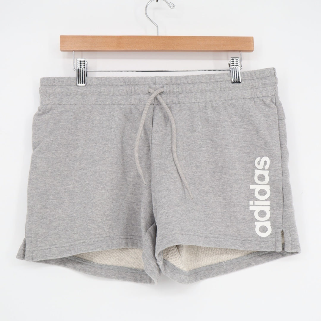 Adidas Sports Shorts Boys Large Heather Gray Cotton Drawstring Waist Performance