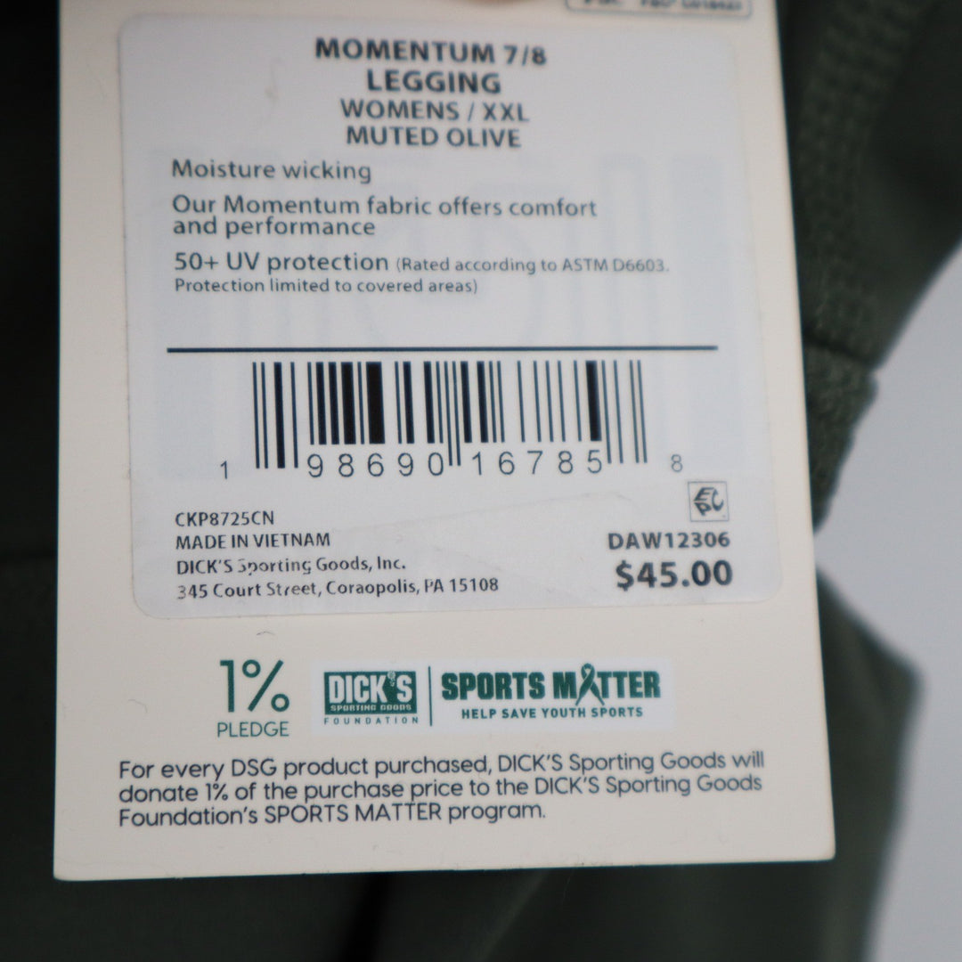 DSG Momentum 7/8 Legging Womens XXL Muted Olive High Rise Pockets
